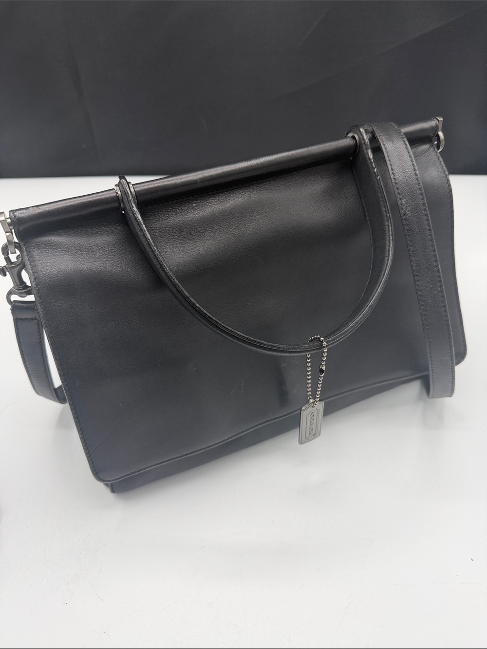 Coach Vintage Black Leather Shoulder Bag with Tag